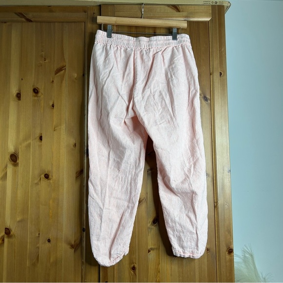 J. Crew Striped Linen Cotton Blend Drawstring Pants Women’s 10 Pink Coastal Chic - Picture 7 of 9